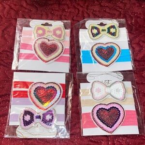 Colorful Heart and Bow Kids Hair Accessories Set